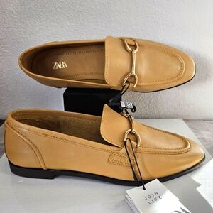NWT Zara Mustard Yellow Women's Loafers, Size 39 EU 8.5 US